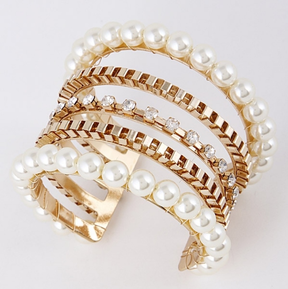 Pearl & Rhonestone Fashion Cuff